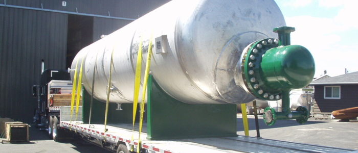 ASME code pressure vessel shell in fabrication