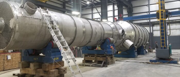 Heat exchanger tube bundle on the fabrication floor