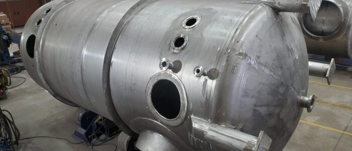 Large stainless steel storage tank fabrication